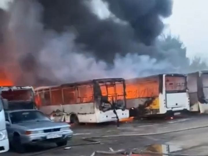 В Подмосковье загорелись десятки автобусов